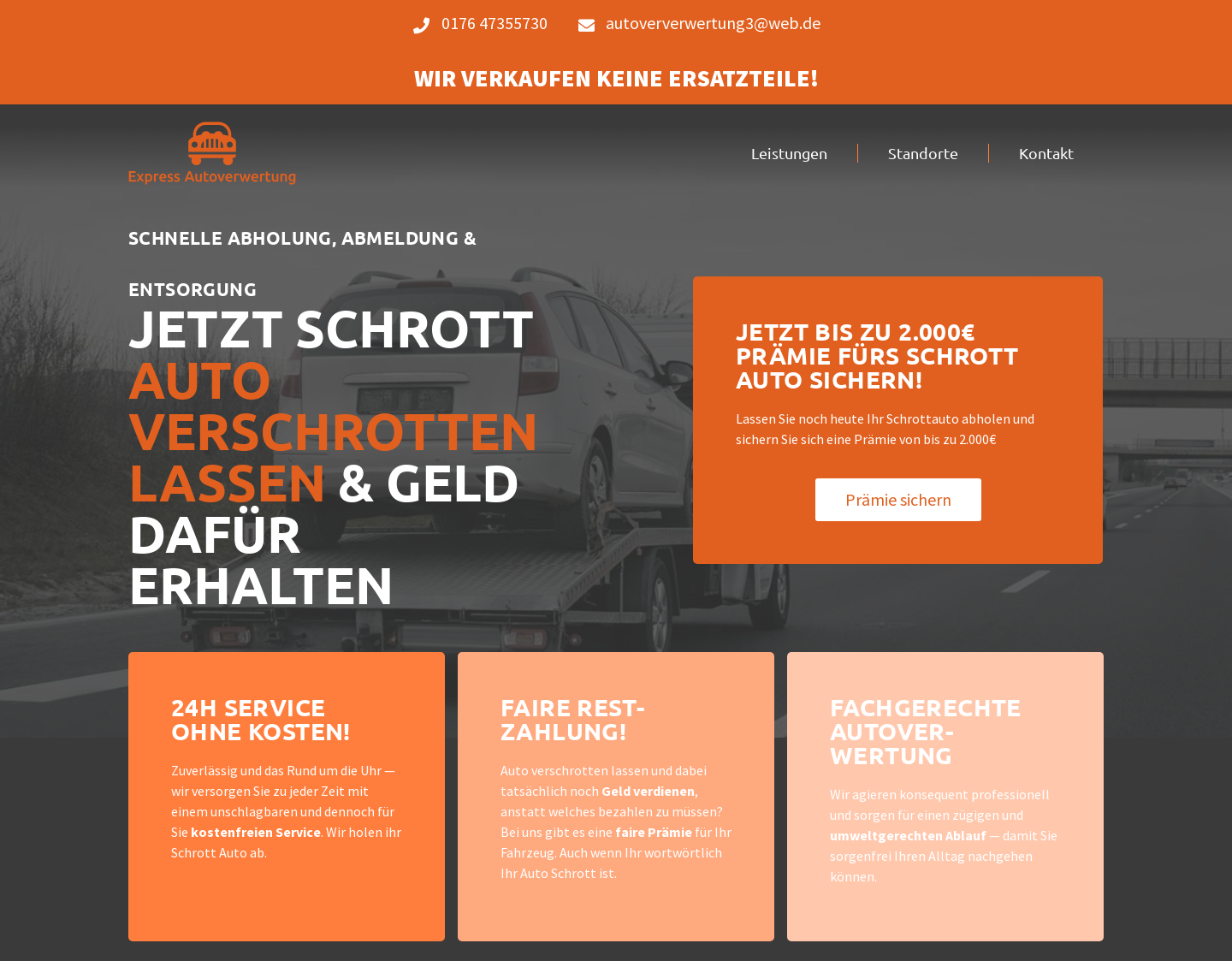 Aktuelle Website-Vorschau von Express Autoverwertung