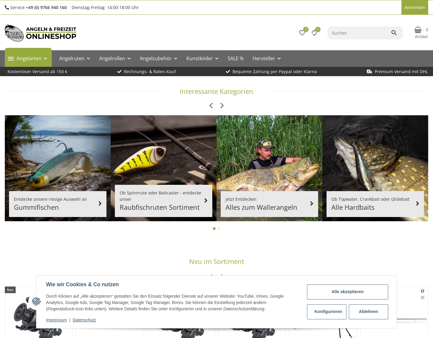 Aktuelle Website-Vorschau von Angeln und Freizeit Onlineshop