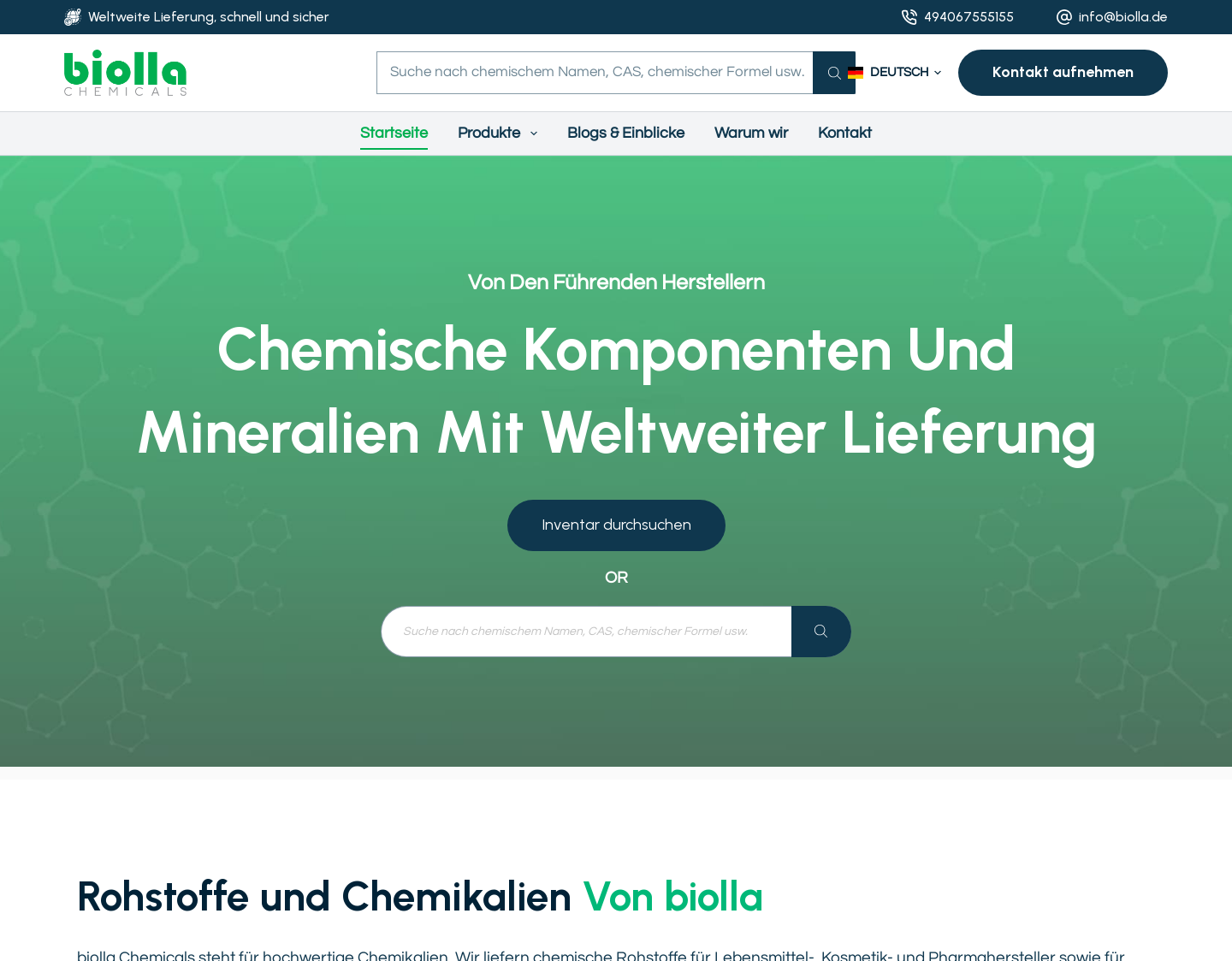 Aktuelle Website-Vorschau von biolla chemicals GmbH