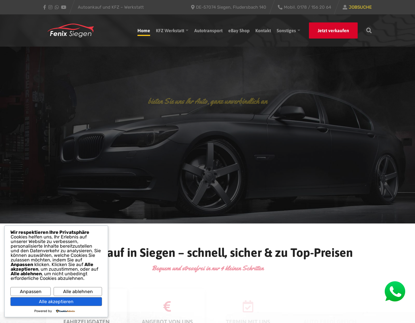 Aktuelle Website-Vorschau von Fenix - Siegen Autoankauf und KFZ ? Werkstatt