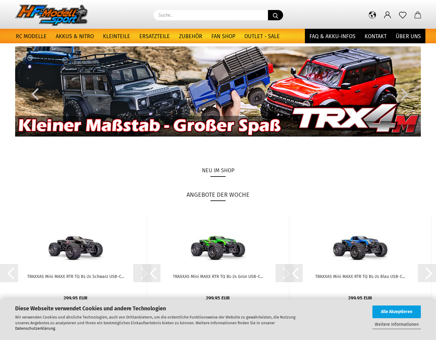 Aktuelle Website-Vorschau von HF-Modellsport