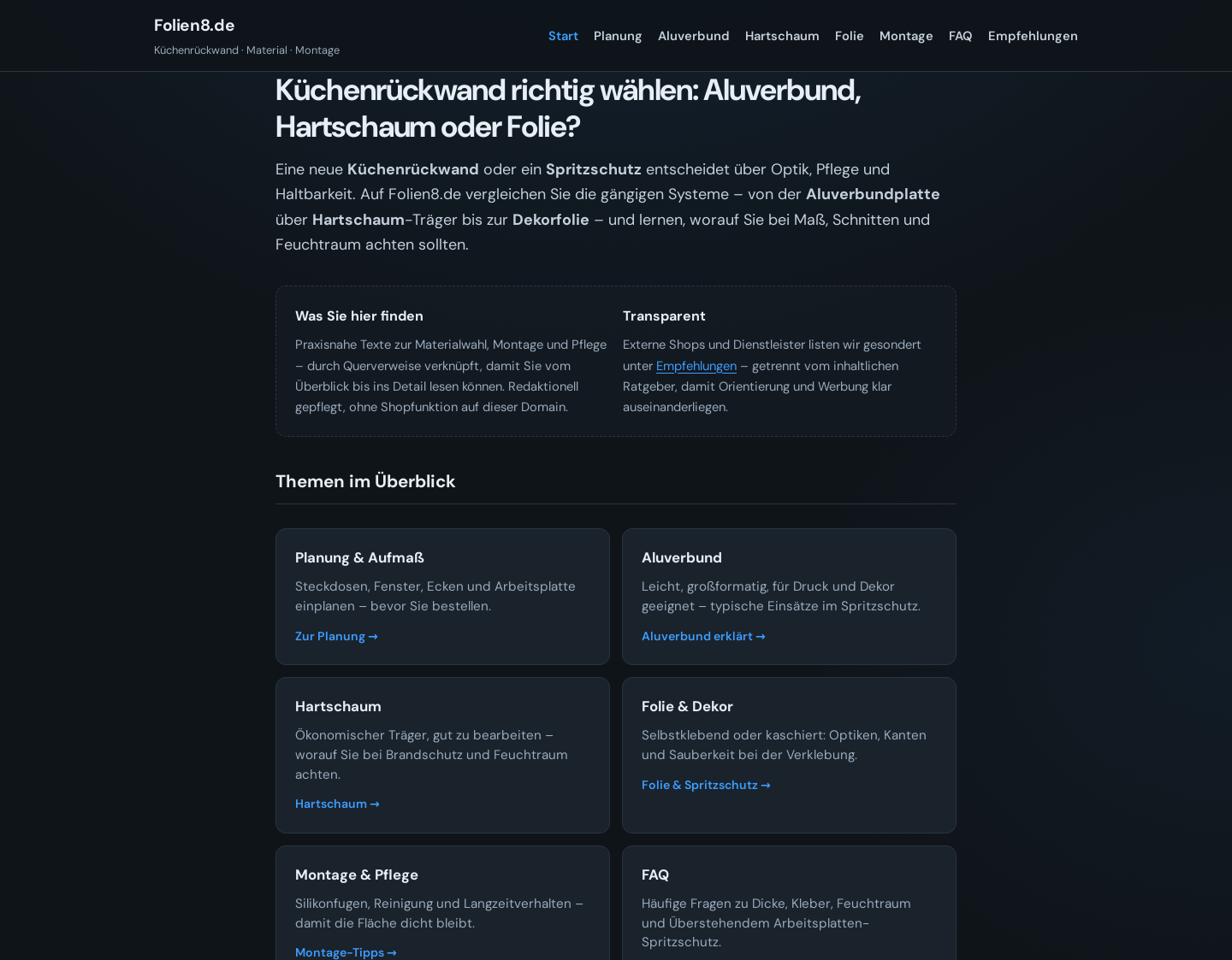 Aktuelle Website-Vorschau von Onlineshop für Folien & Klebefolien