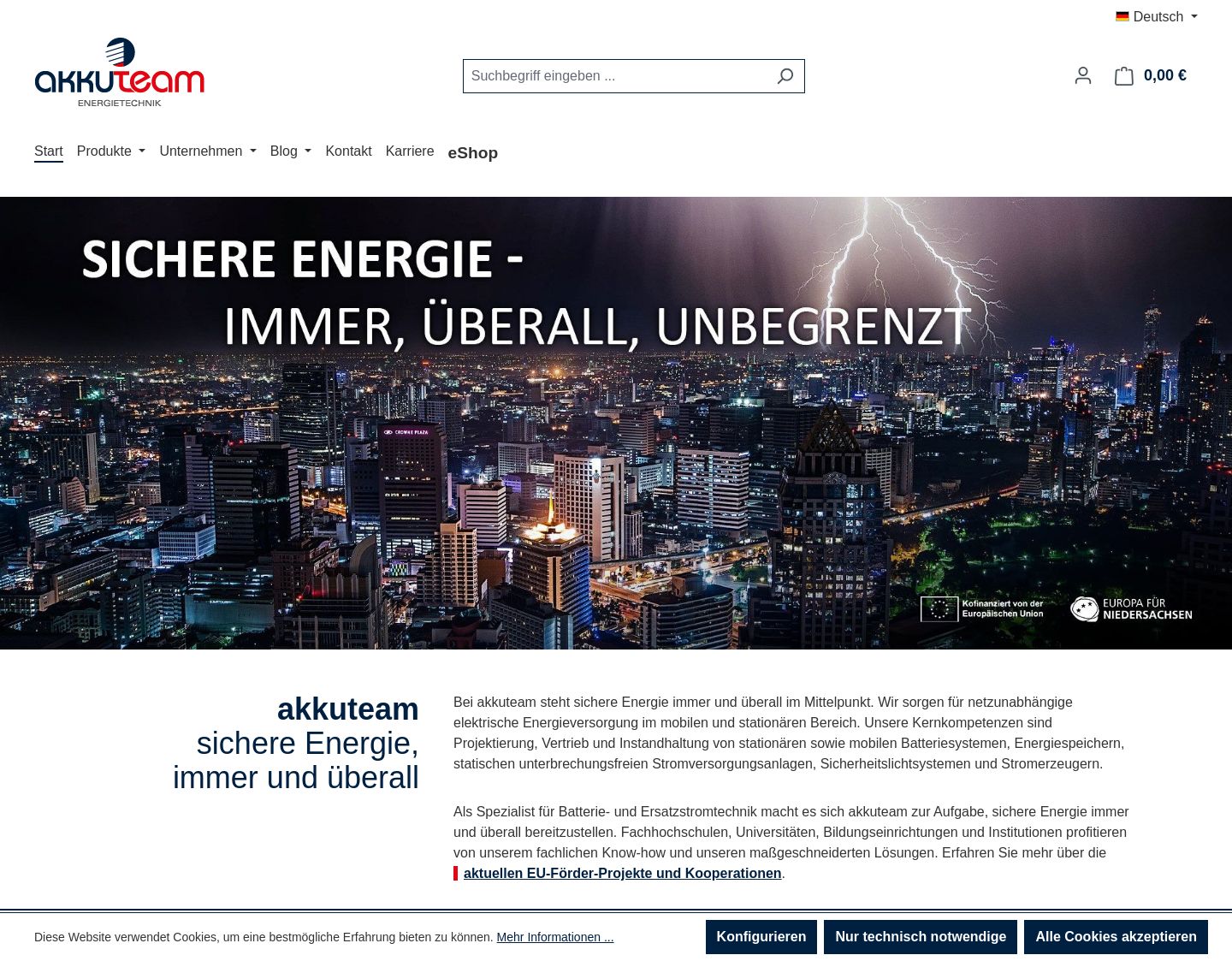 Aktuelle Website-Vorschau von Akkuteam Energietechnik