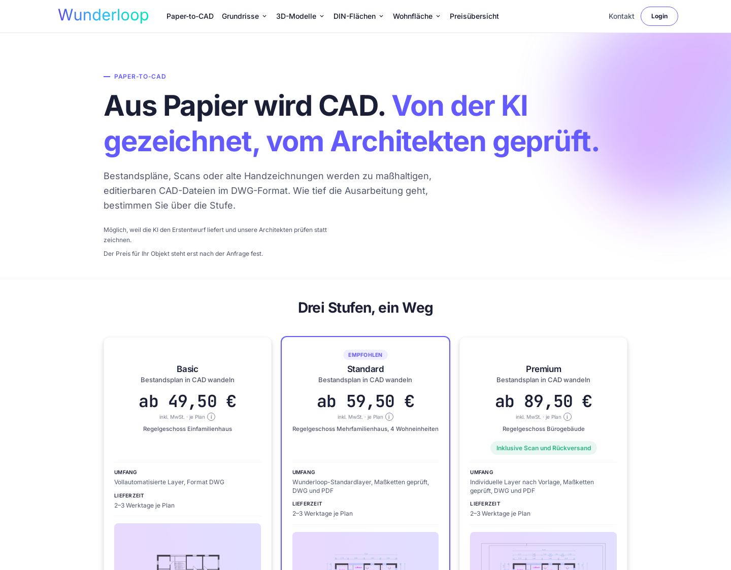 Aktuelle Website-Vorschau von papertoCAD.de - vektorisieren, etc.
