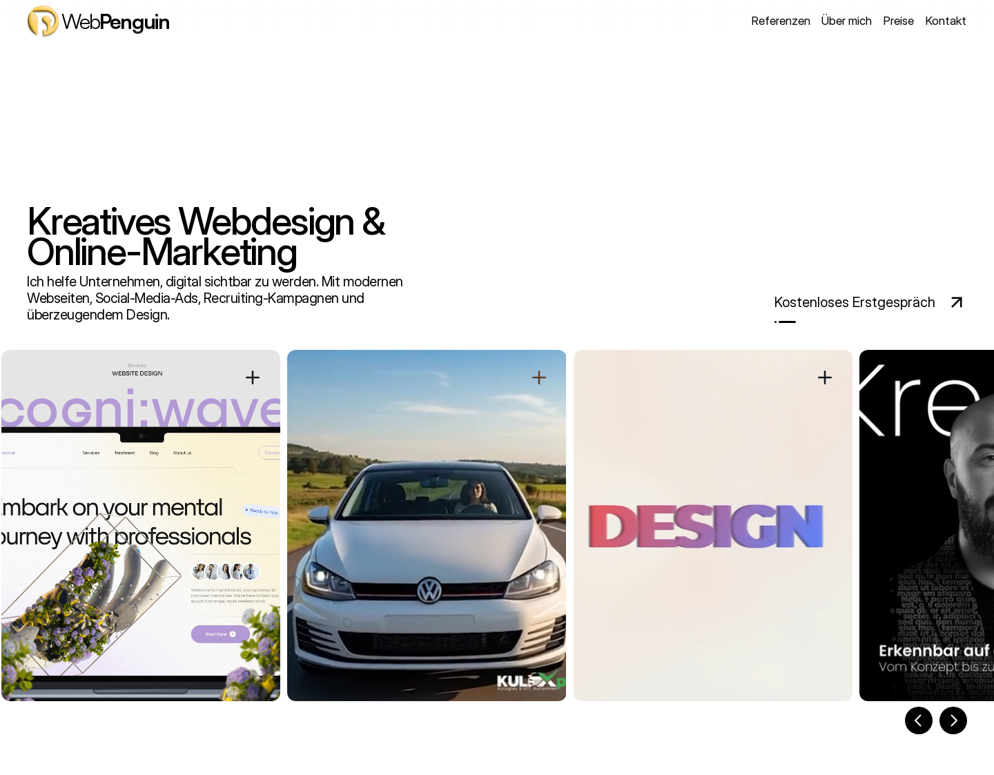 Aktuelle Website-Vorschau von webpenguin