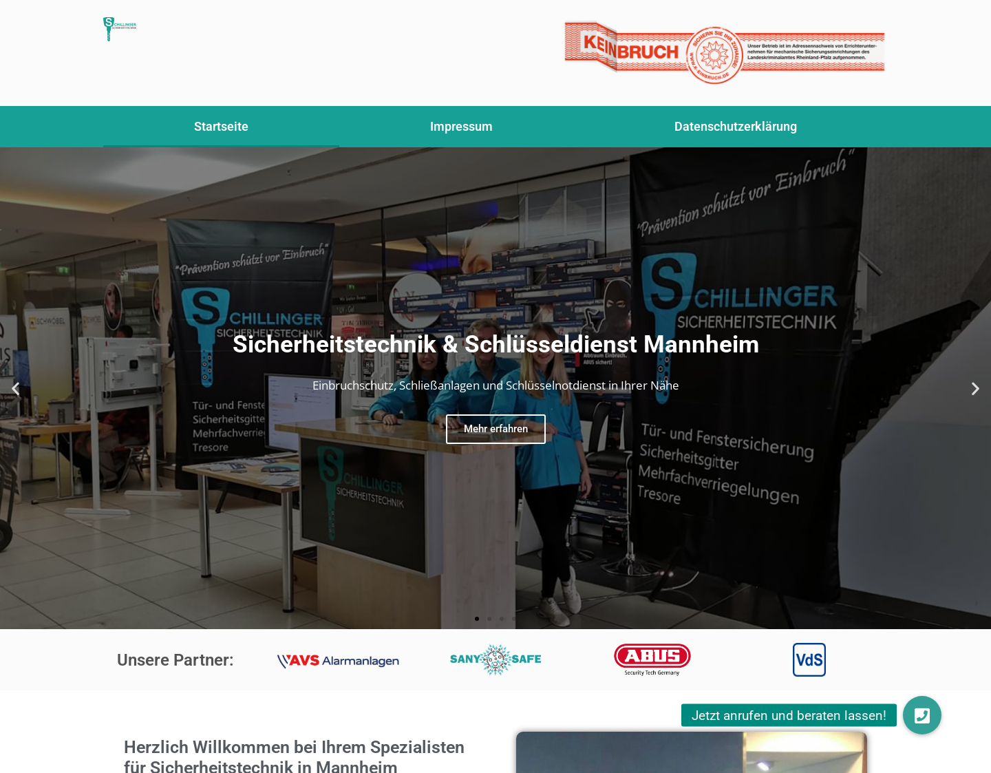 Aktuelle Website-Vorschau von Sicherheitstechnik Schillinger