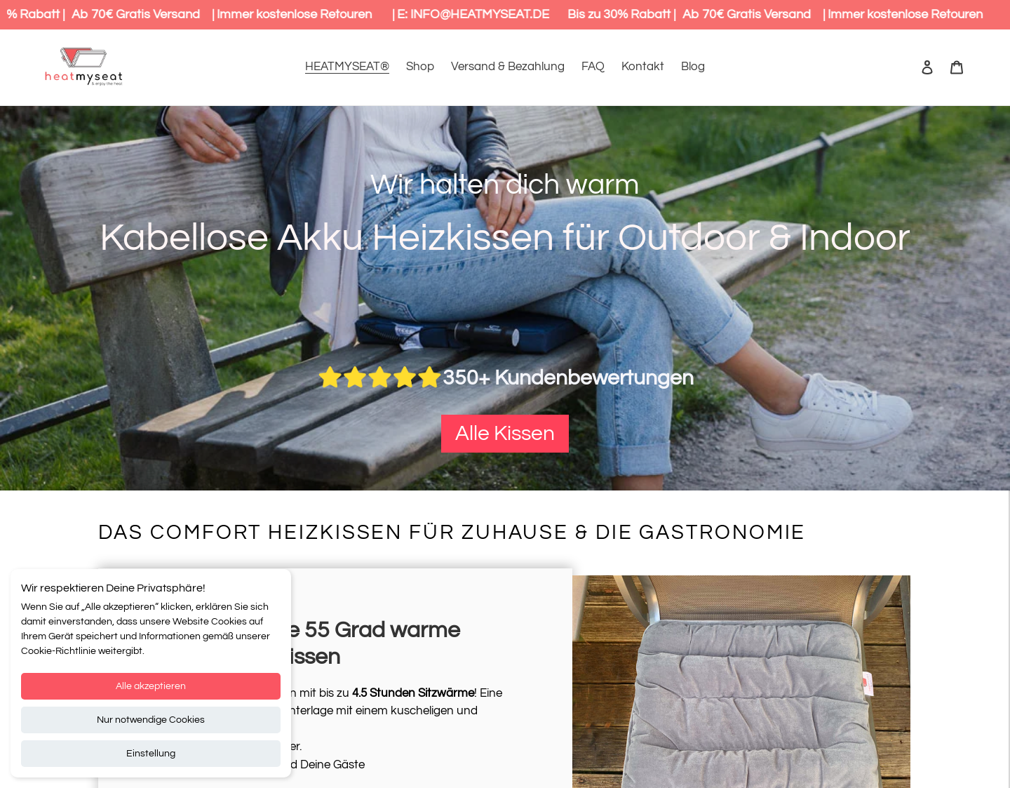 Aktuelle Website-Vorschau von HEATMYSEAT