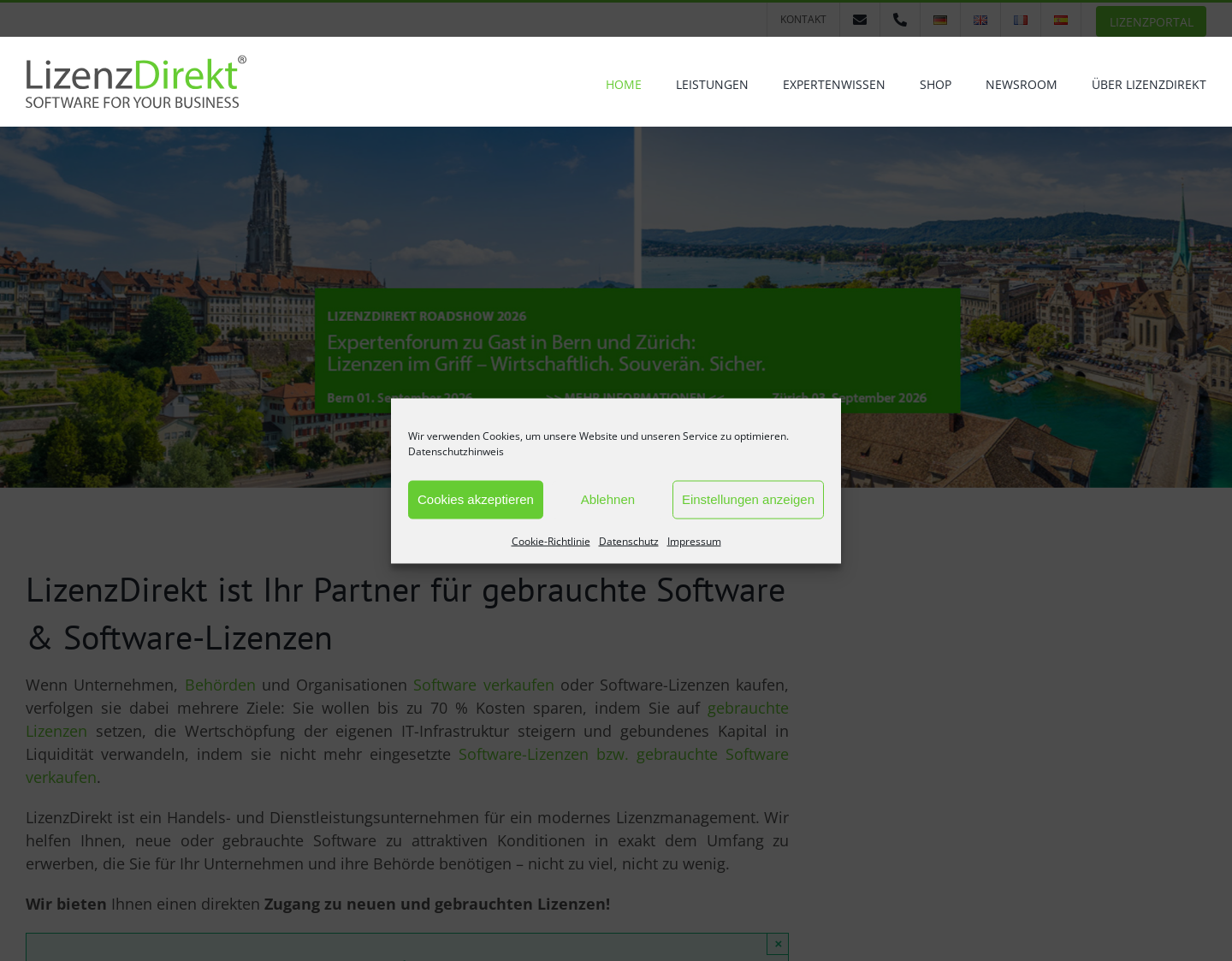 Aktuelle Website-Vorschau von Gebrauchte Software