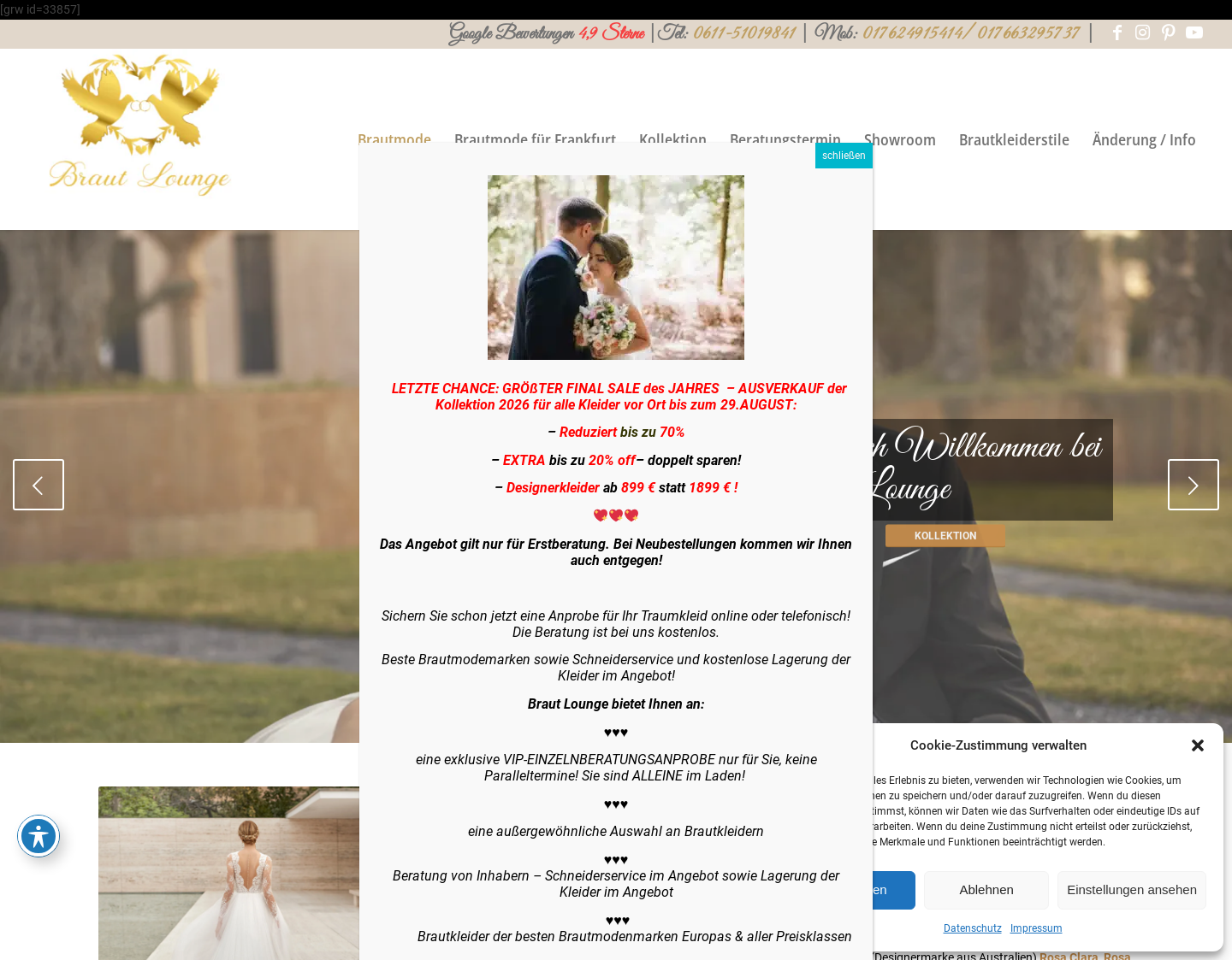 Aktuelle Website-Vorschau von Braut Lounge Wiesbaden