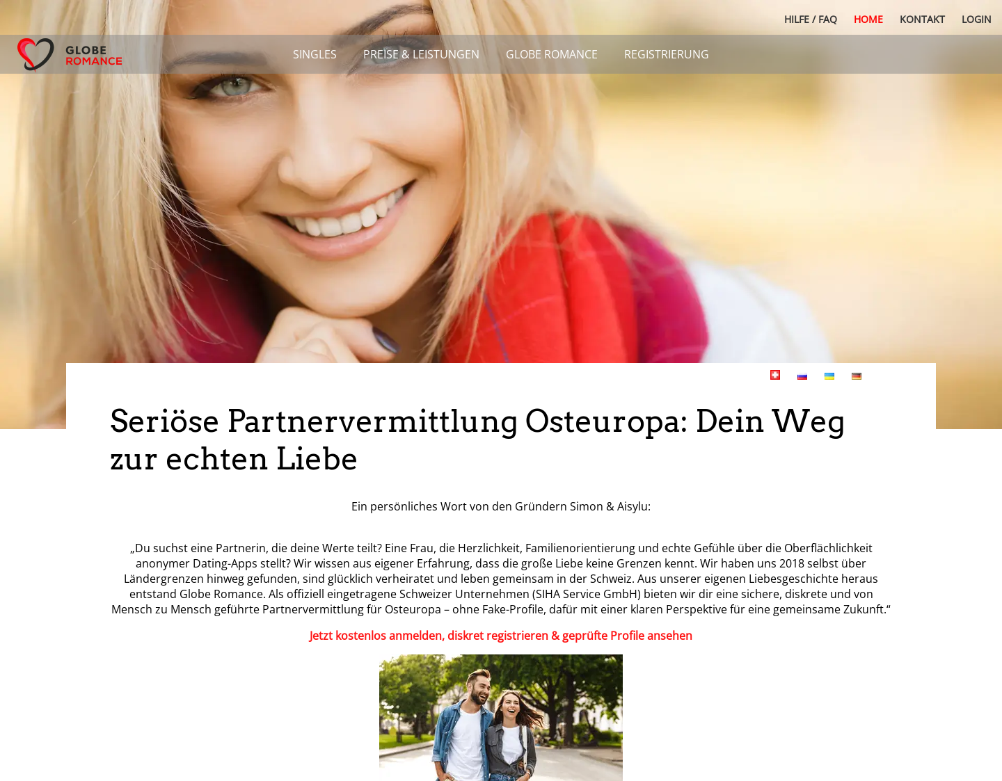 Aktuelle Website-Vorschau von Partnervermittlung Russland
