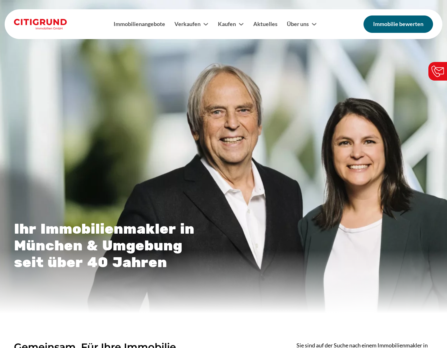 Aktuelle Website-Vorschau von Citigrund - Immobilienmakler München