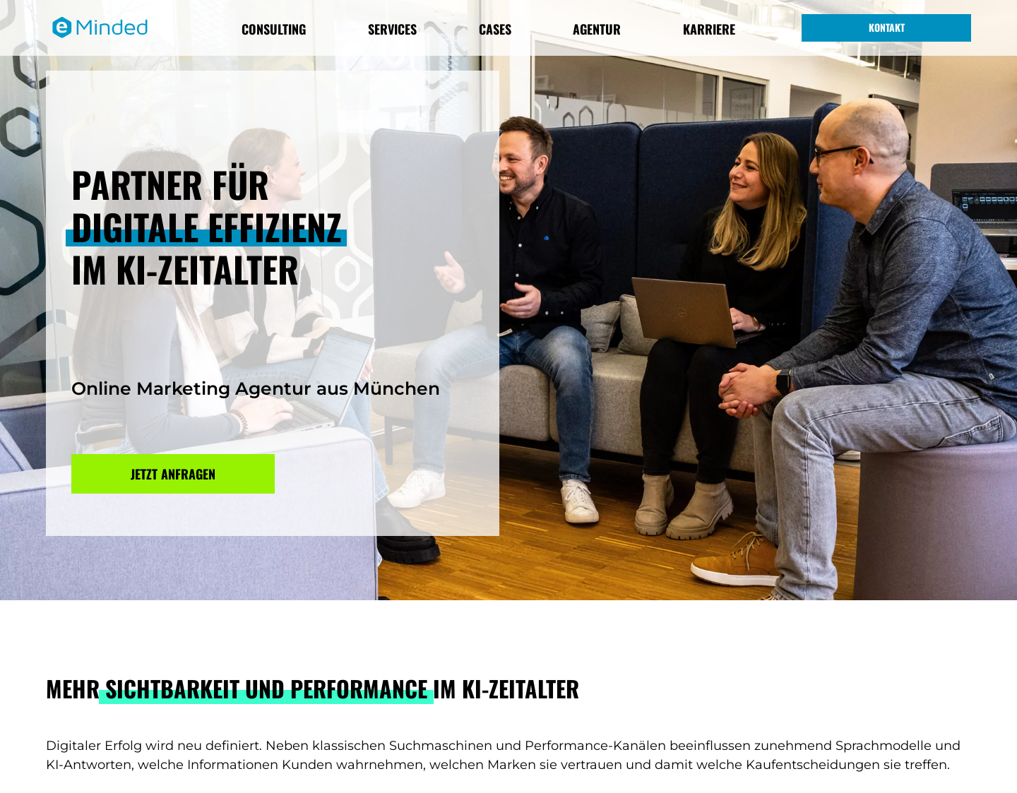 Aktuelle Website-Vorschau von eMinded GmbH - Digital Marketing Agentur