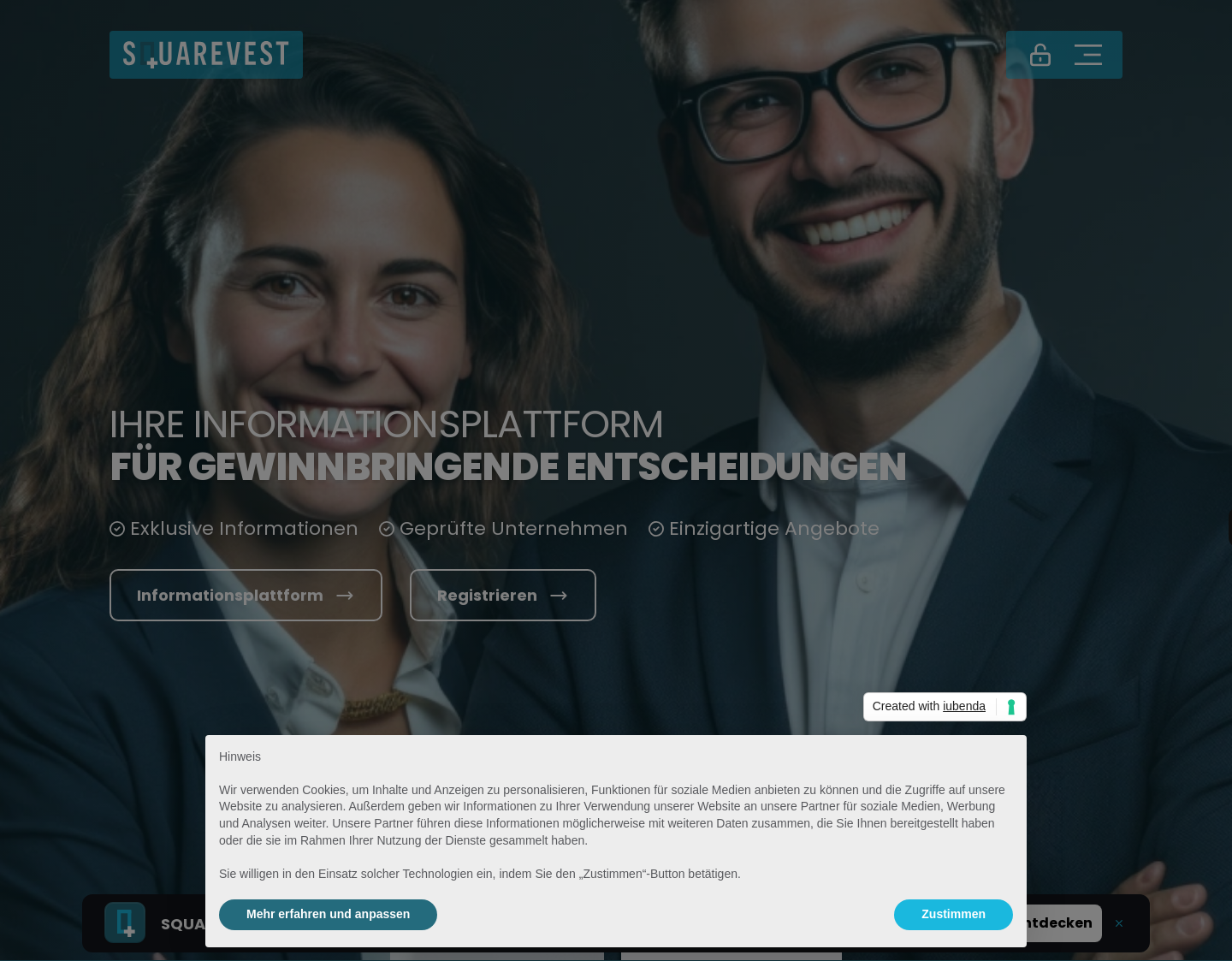Aktuelle Website-Vorschau von SQUAREVEST AG