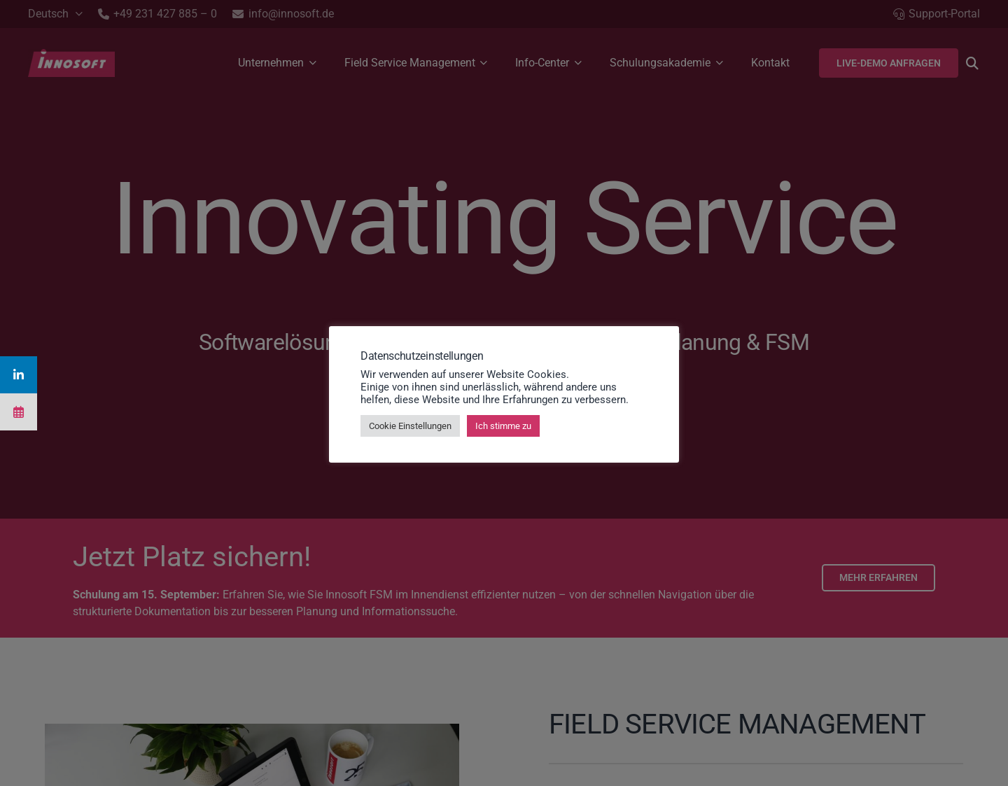 Aktuelle Website-Vorschau von Innosoft GmbH