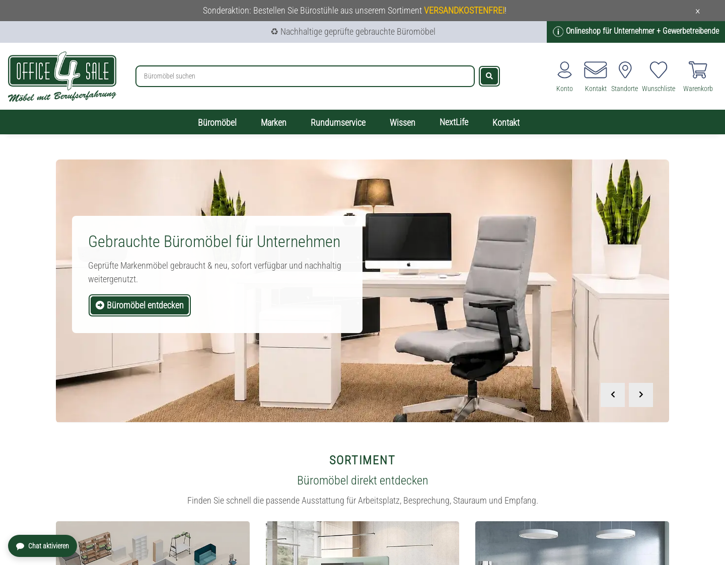 Aktuelle Website-Vorschau von office-4-sale - gebrauchte Büromöbel