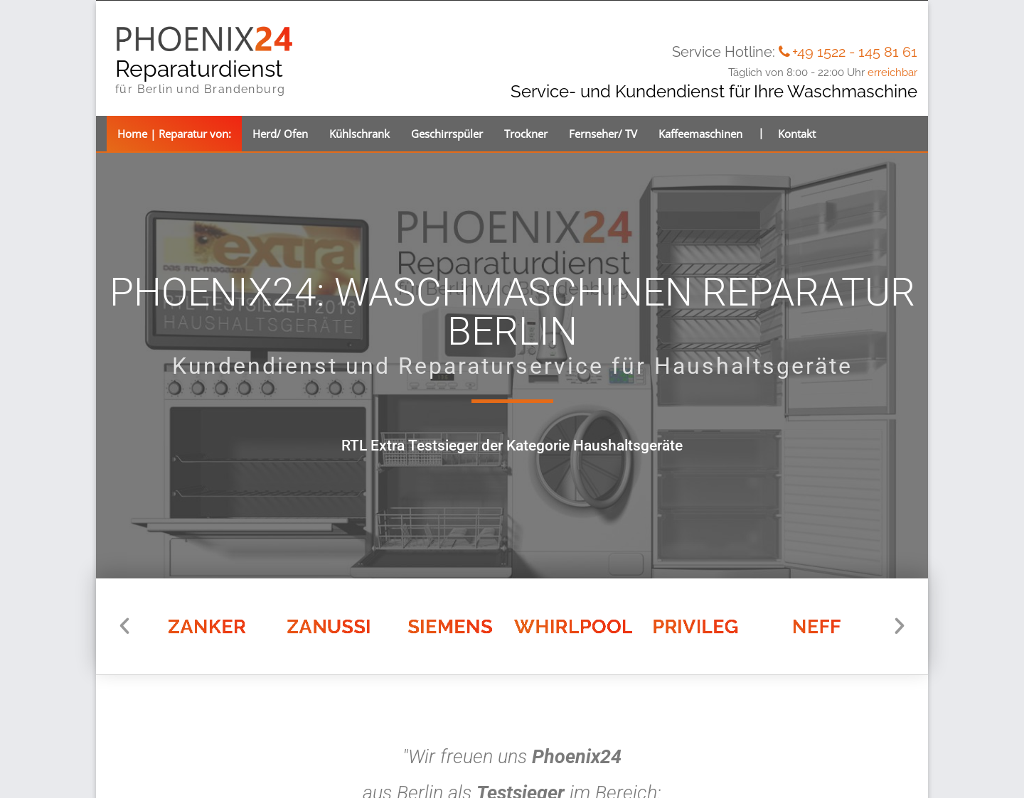 Aktuelle Website-Vorschau von Phoenix24 - Waschmaschinen Reparatur Berlin