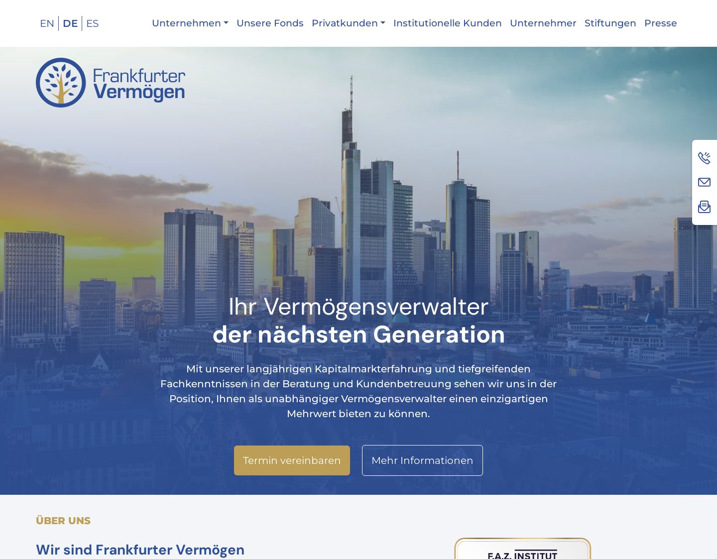 Aktuelle Website-Vorschau von Frankfurter Vermögen Ag