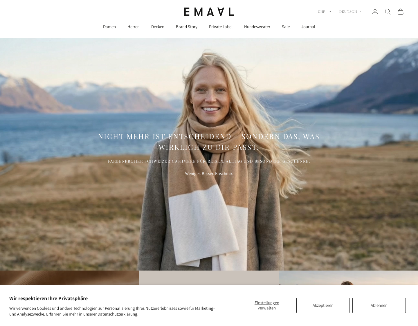 Aktuelle Website-Vorschau von EMAAL Cashmere