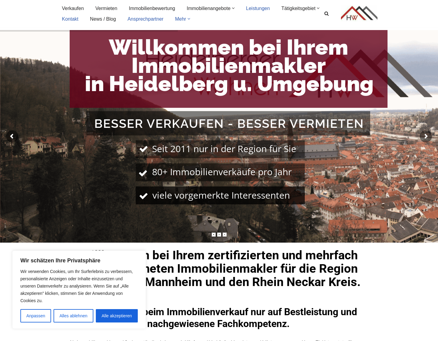 Aktuelle Website-Vorschau von Heidelberger Wohnen GmbH