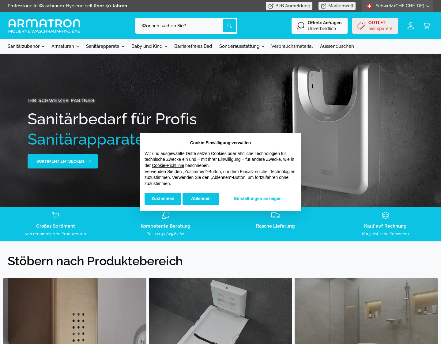 Aktuelle Website-Vorschau von Armatron Ag