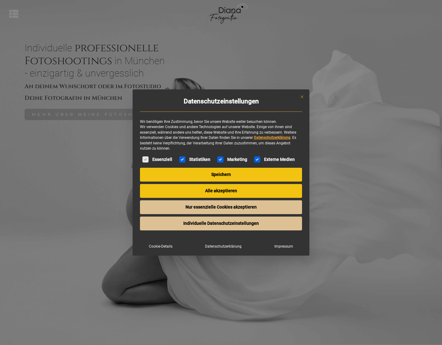 Aktuelle Website-Vorschau von Diana Schweinfroth Fotografie