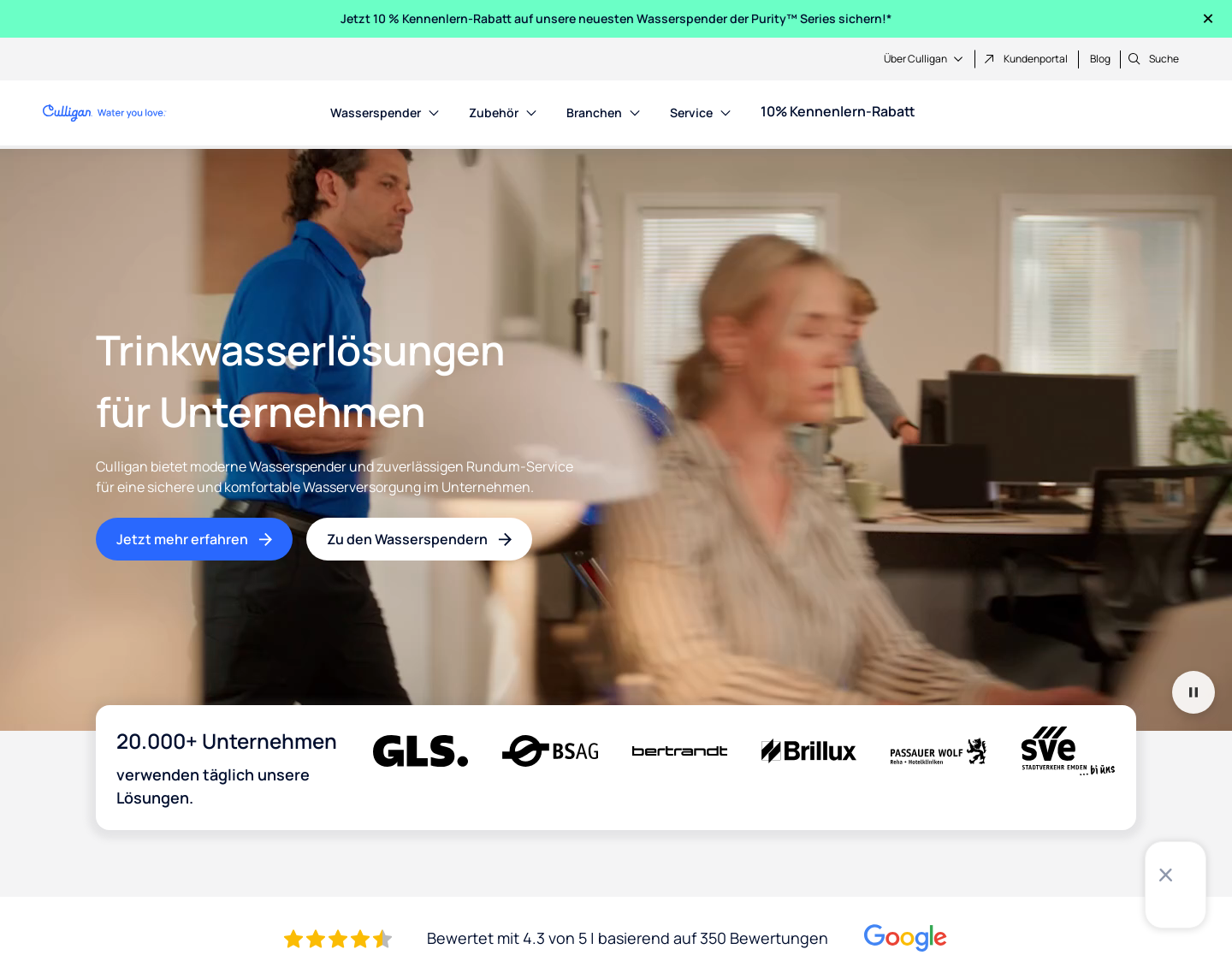 Aktuelle Website-Vorschau von TSG Tafelwassersysteme und Wasserspender