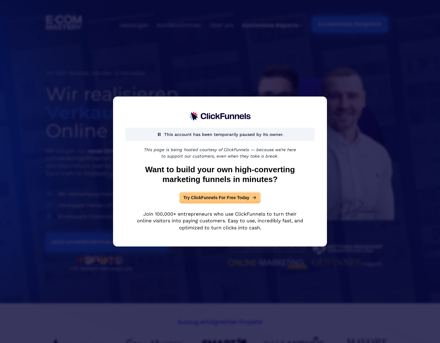 Aktuelle Website-Vorschau von ECOMMastery - Deine Shopify Agentur