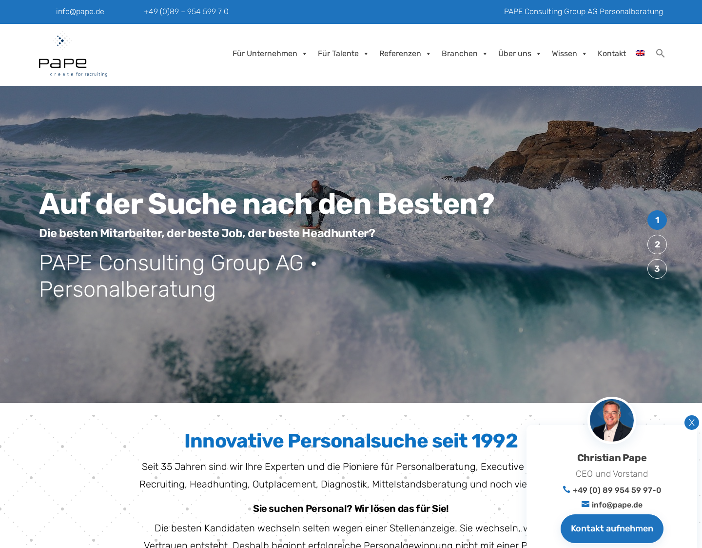 Aktuelle Website-Vorschau von Personalberatung und Headhunting
