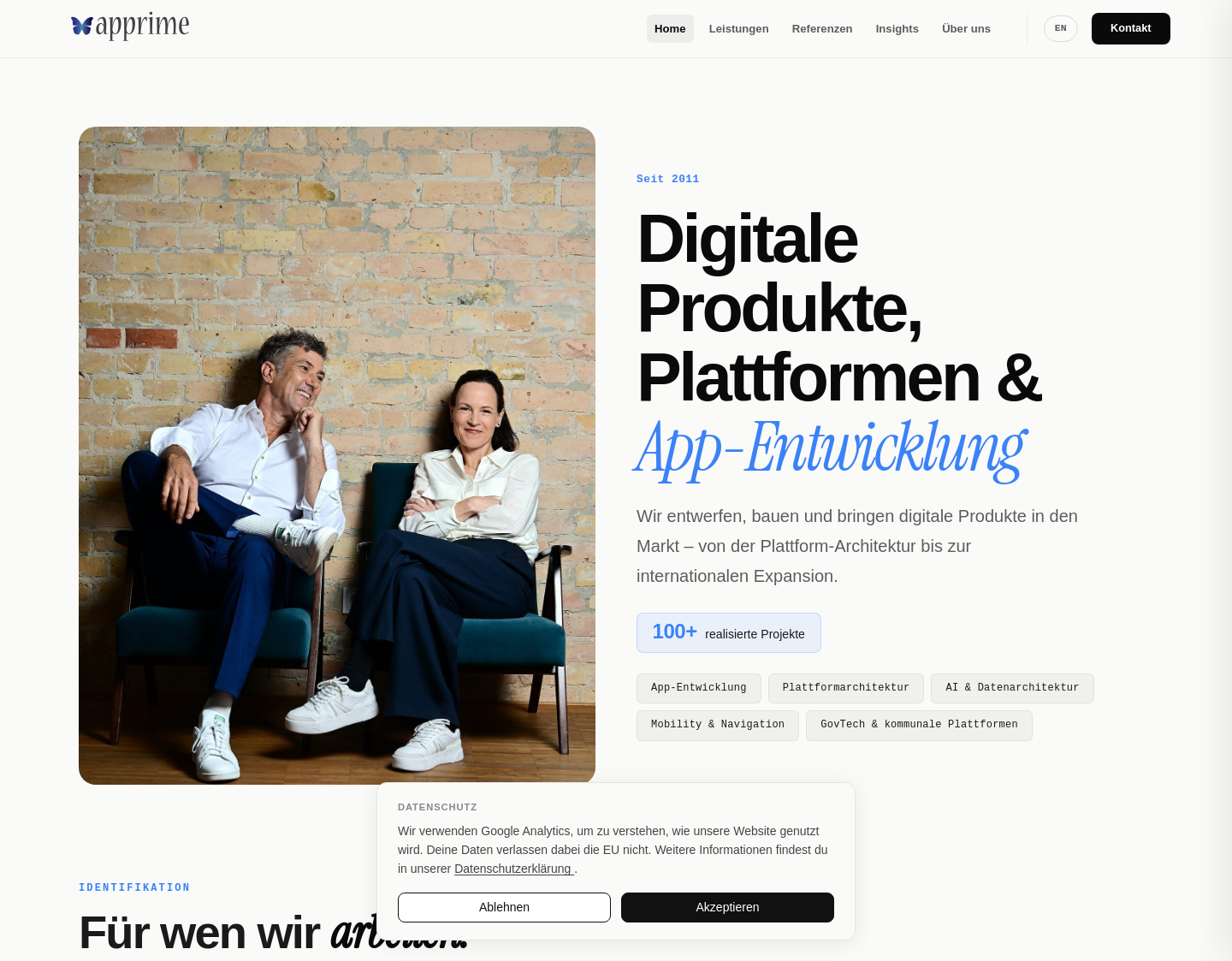 Aktuelle Website-Vorschau von apprime GmbH | App Agentur Berlin