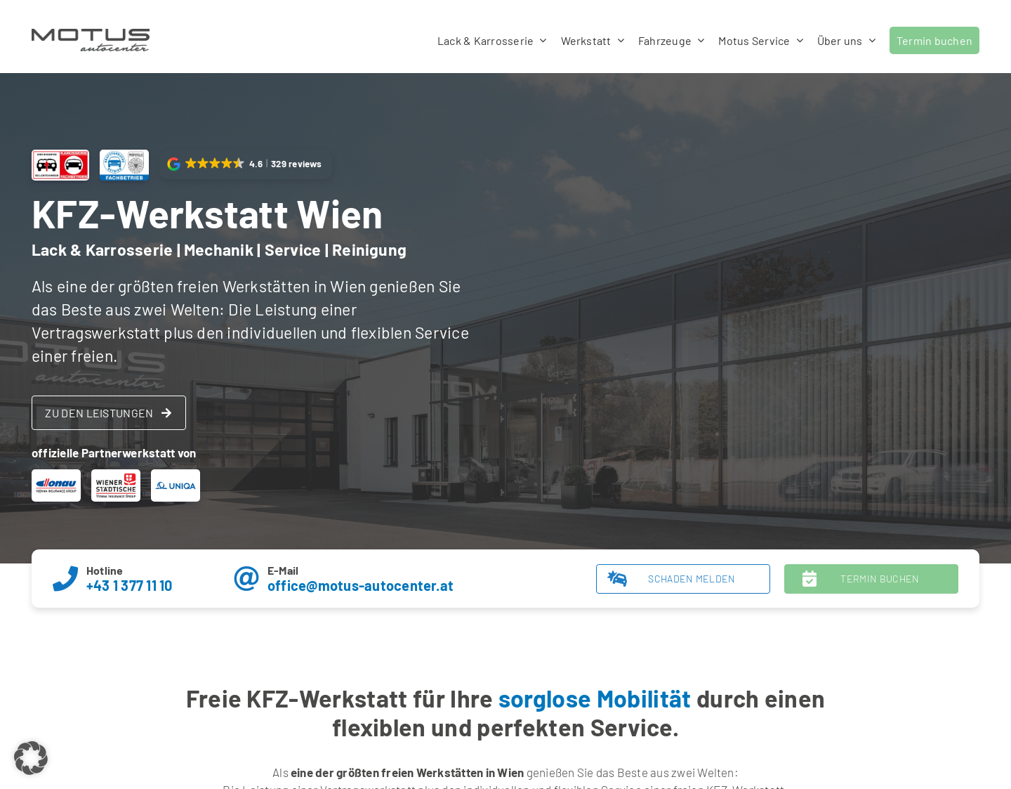 Aktuelle Website-Vorschau von Motus Autocenter