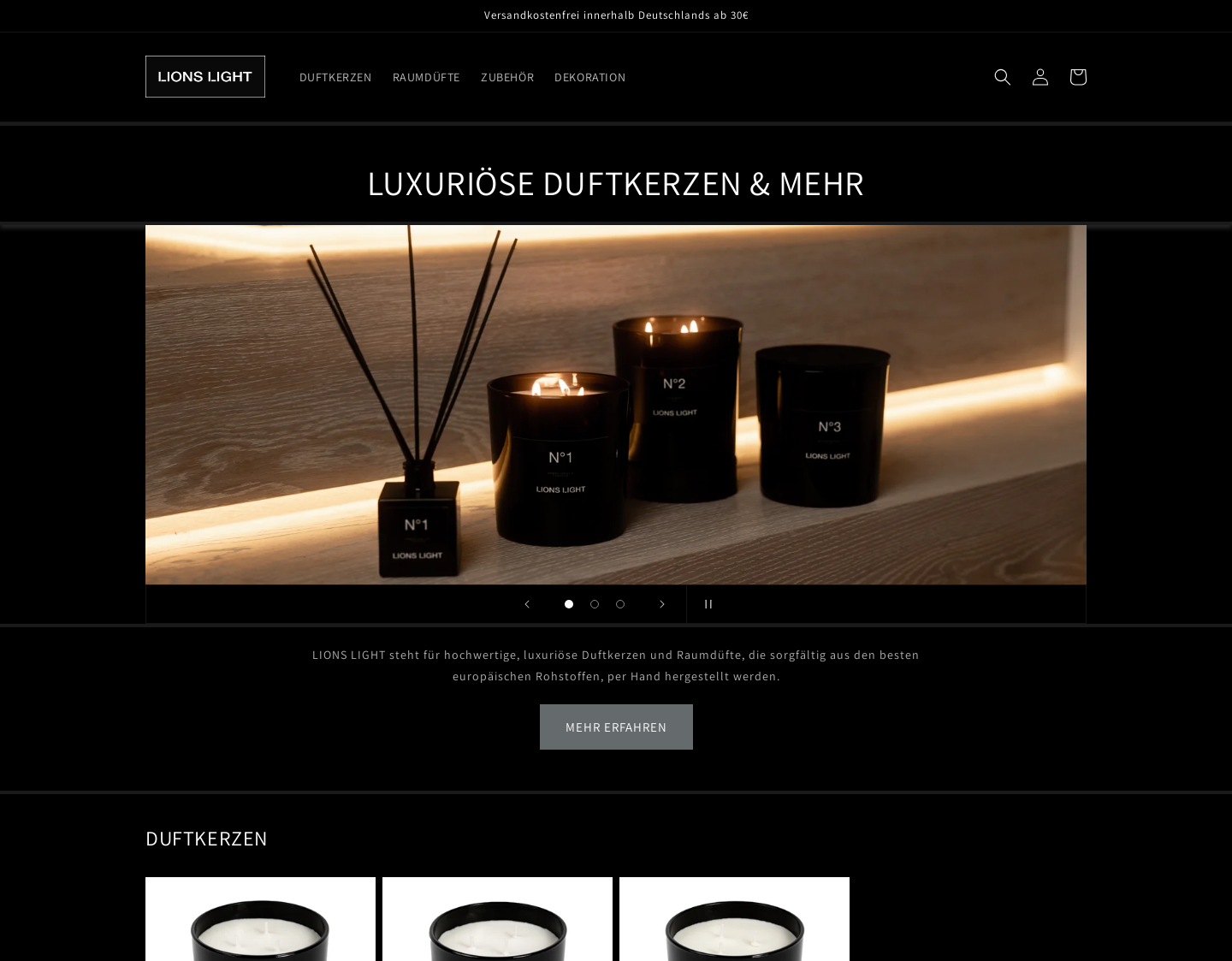 Aktuelle Website-Vorschau von LIONS LIGHT