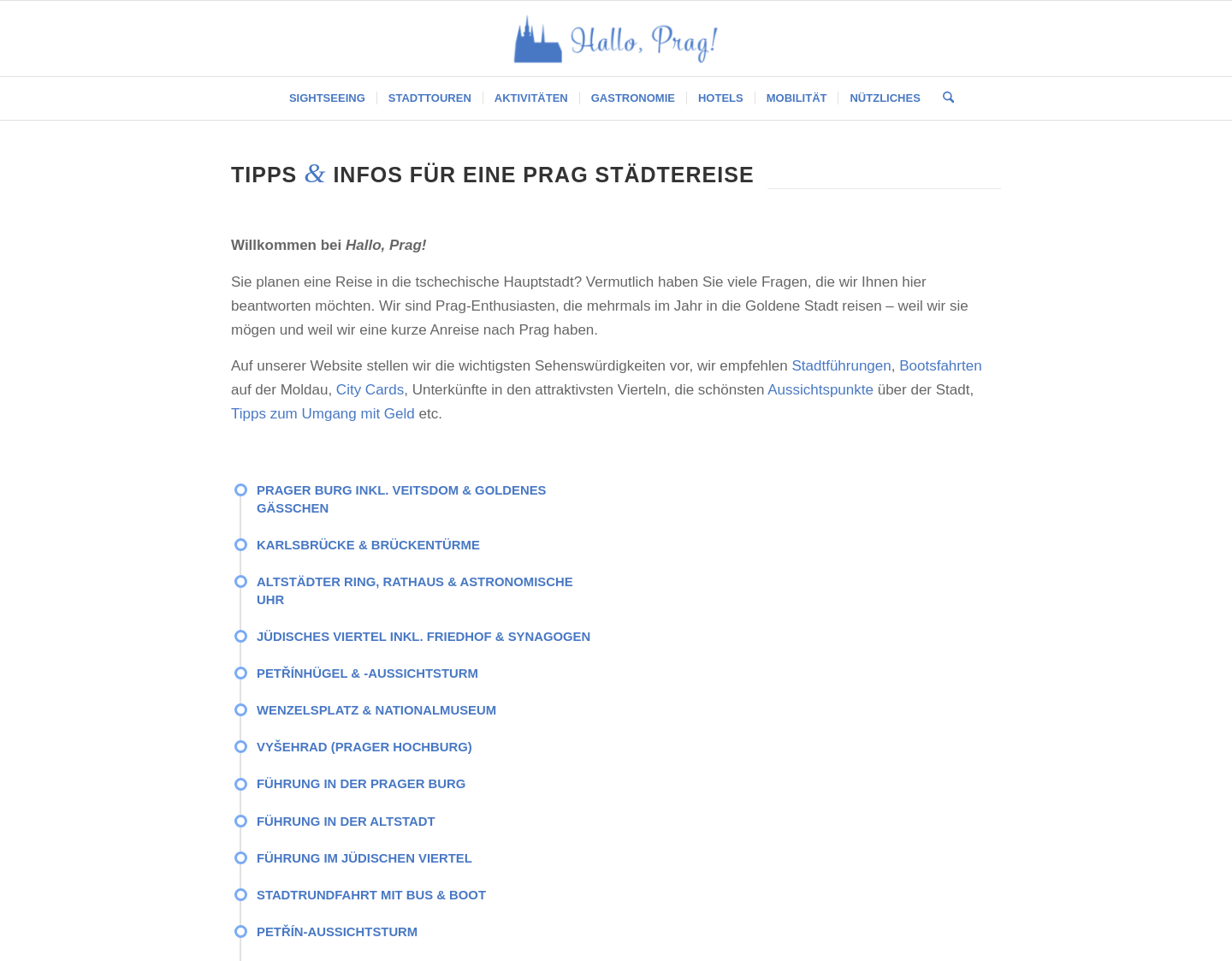 Aktuelle Website-Vorschau von Hallo Prag