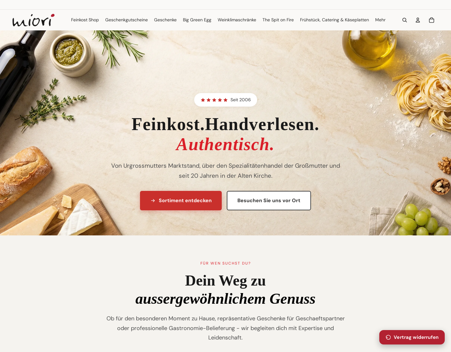 Aktuelle Website-Vorschau von miori Feinkostversandhandel