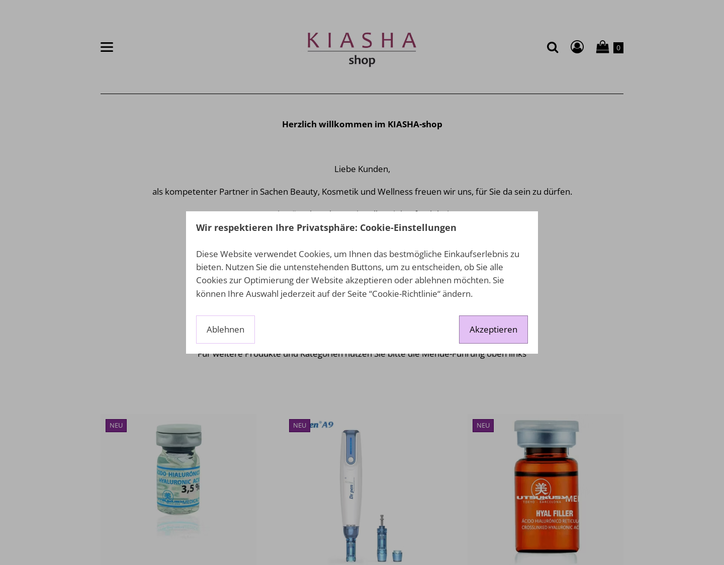 Aktuelle Website-Vorschau von KIASHA - shop