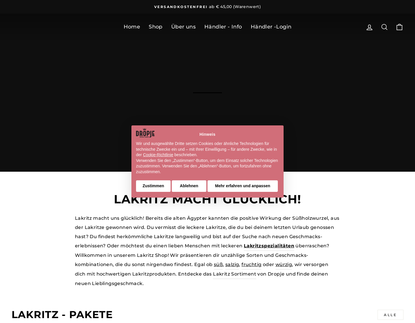 Aktuelle Website-Vorschau von Dropje