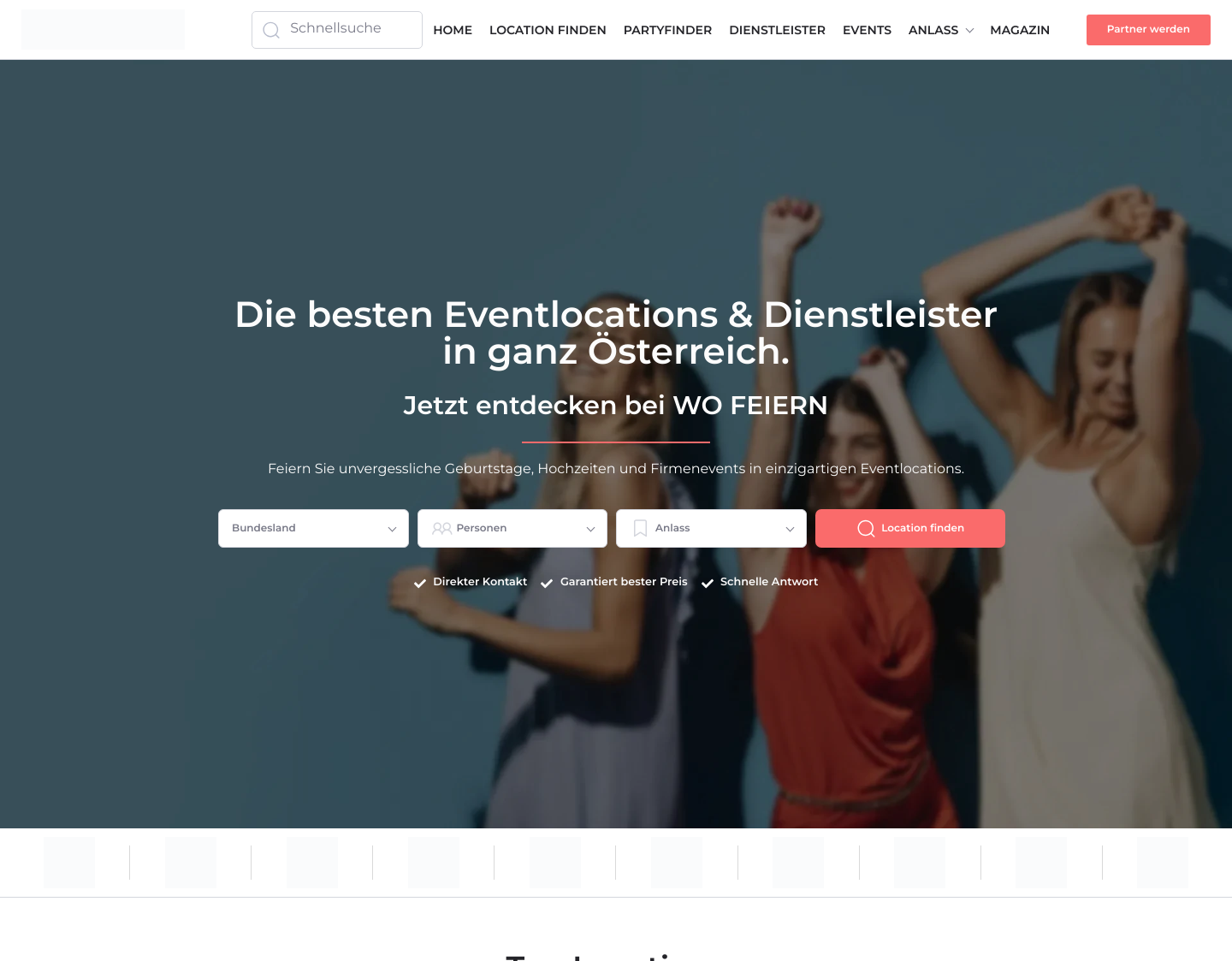 Aktuelle Website-Vorschau von WO FEIERN