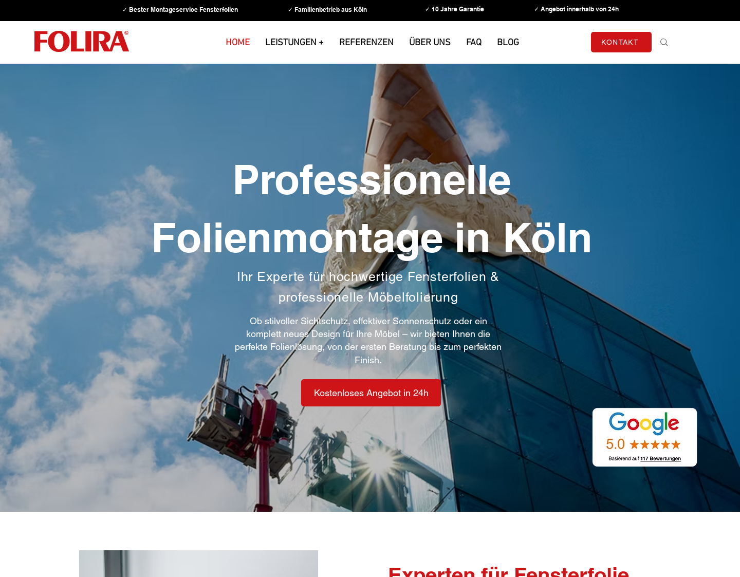 Aktuelle Website-Vorschau von Folira-  die Folienspezialisten