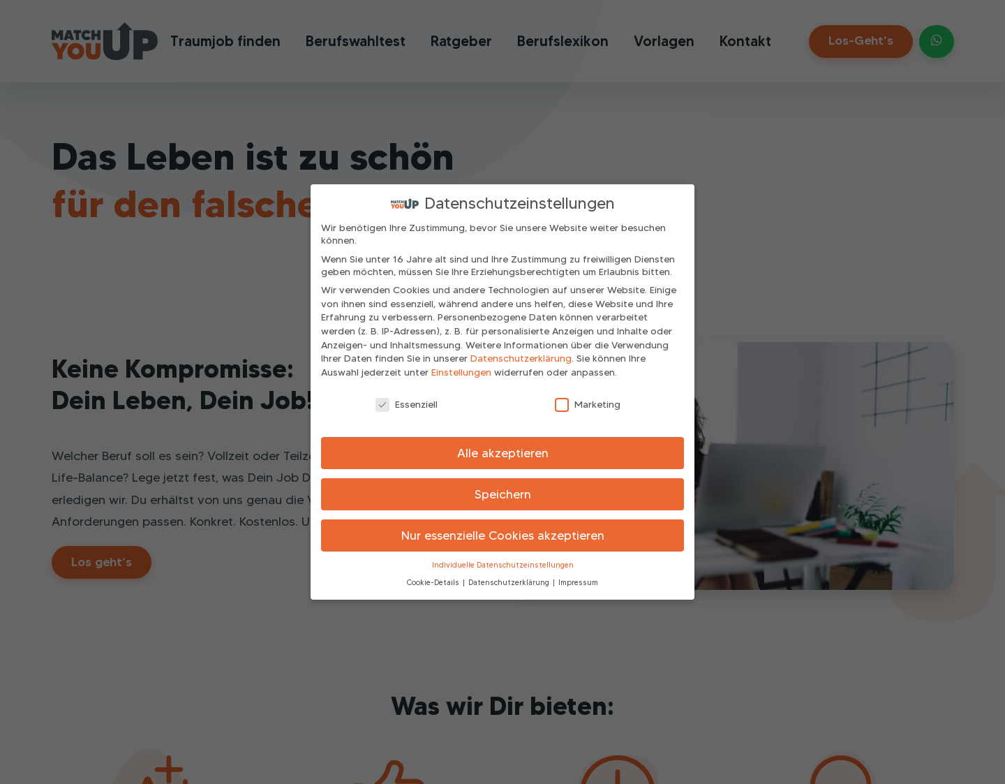 Aktuelle Website-Vorschau von MatchYouUp
