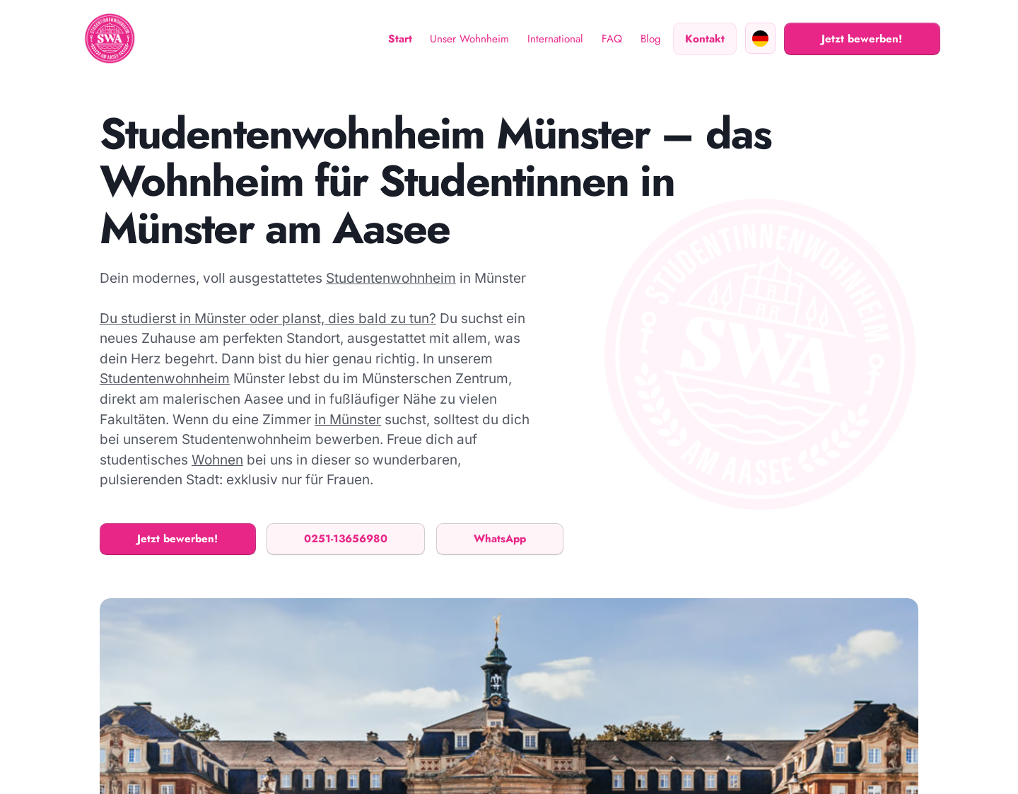 Aktuelle Website-Vorschau von Studentinnenwohnheim am Aasee