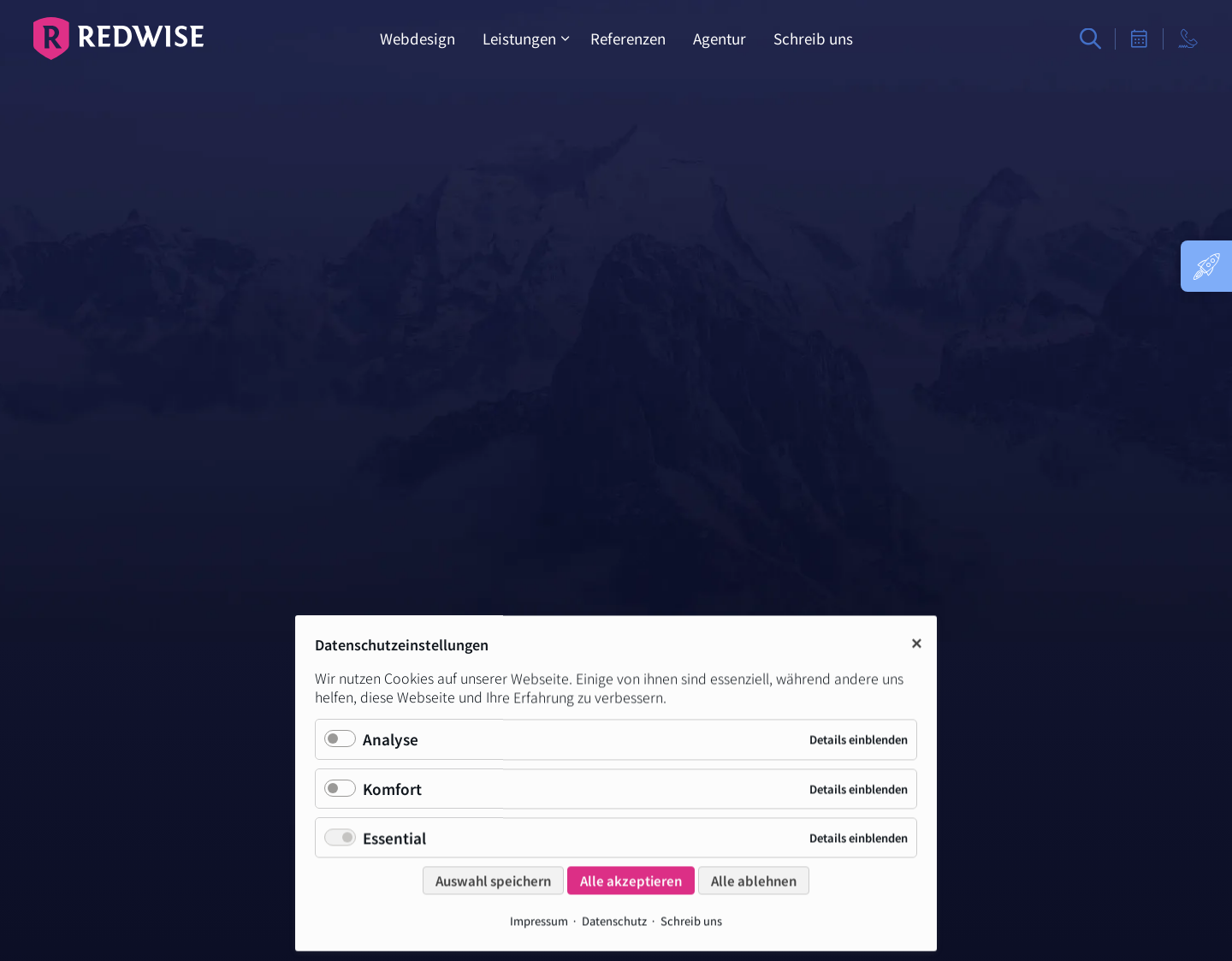 Aktuelle Website-Vorschau von RedWise, Ihre Marketing und Webdesign Spezialisten