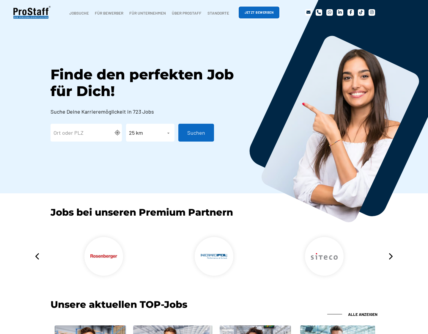 Aktuelle Website-Vorschau von ProStaff GmbH - Zeitarbeit in Rosenheim