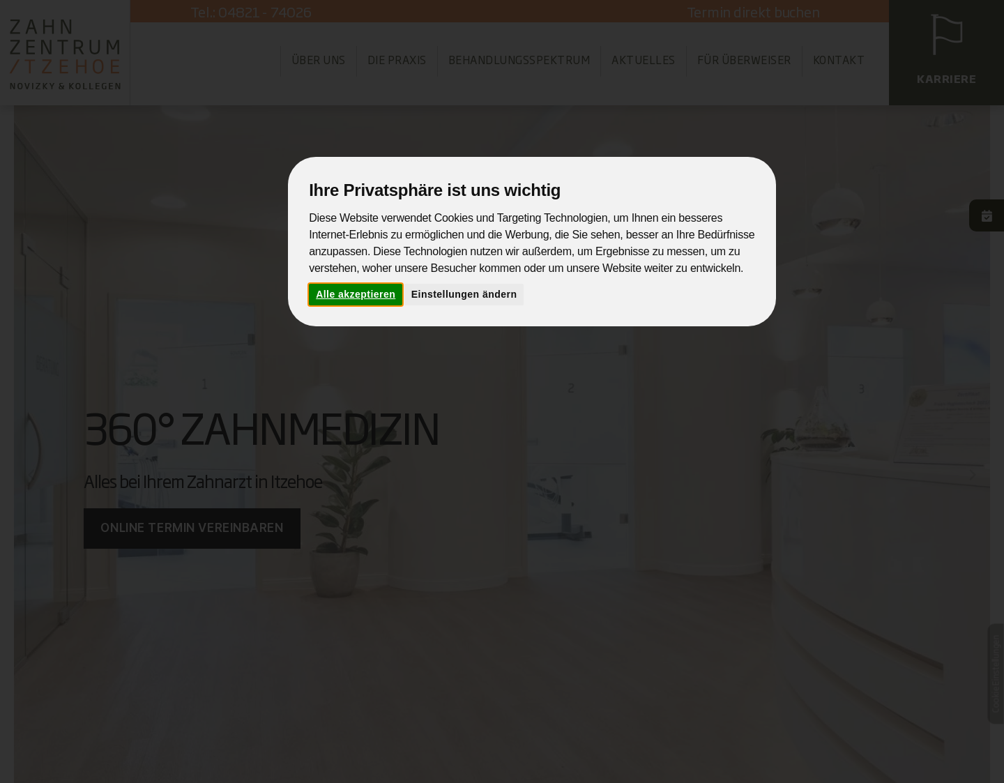 Aktuelle Website-Vorschau von Zahnärzte Itzehoe - Novizky & Kollegen