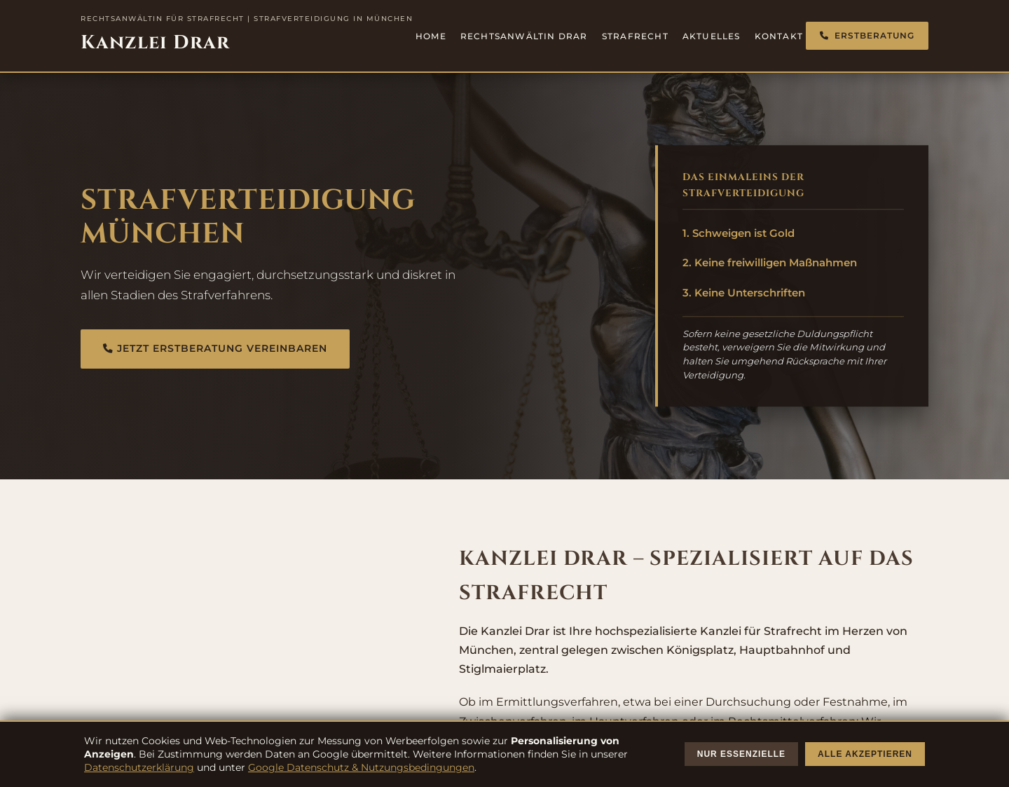 Aktuelle Website-Vorschau von Kanzlei Drar: Ihr Anwalt für Strafrecht