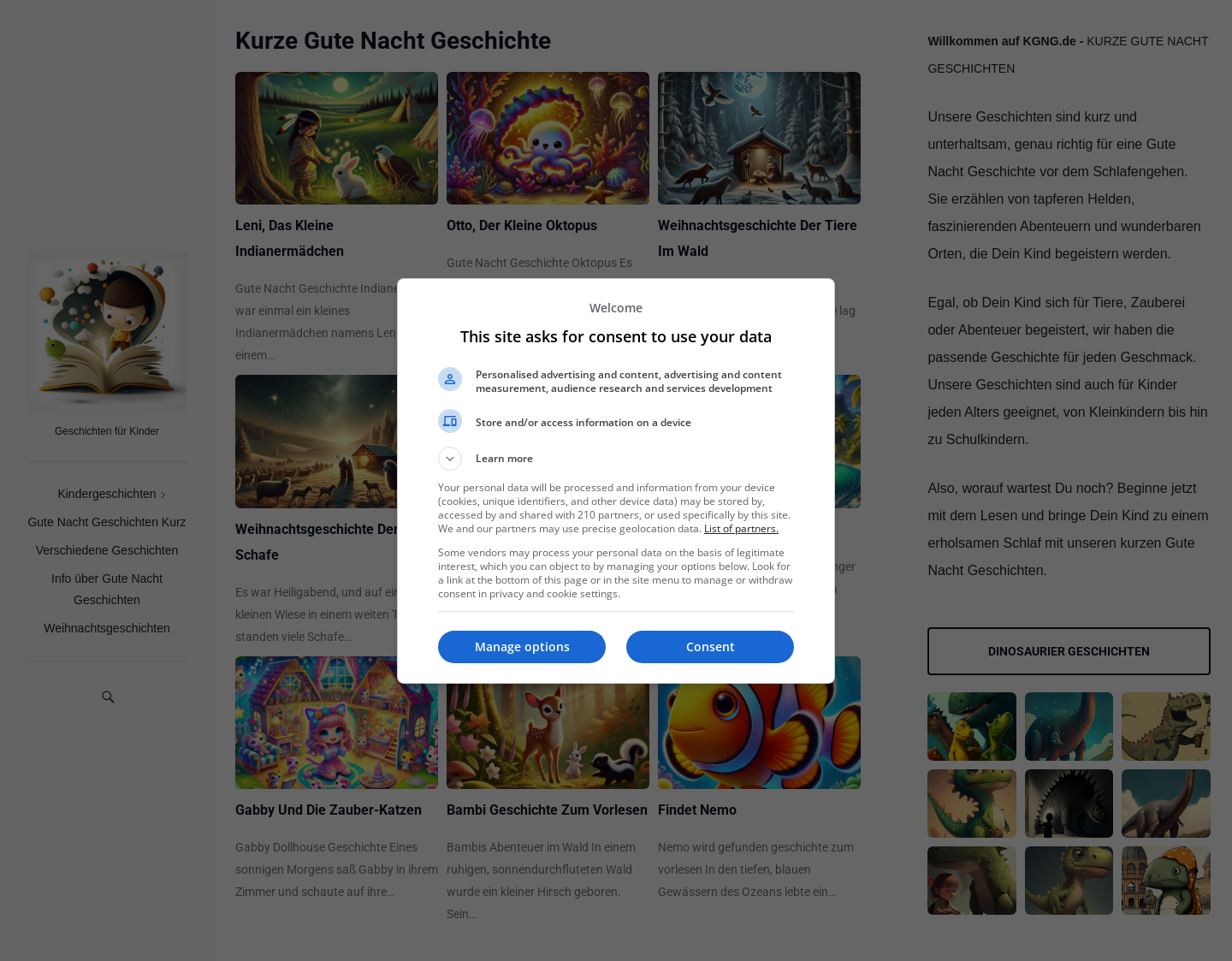 Aktuelle Website-Vorschau von Kurze Gute Nacht Geschichten