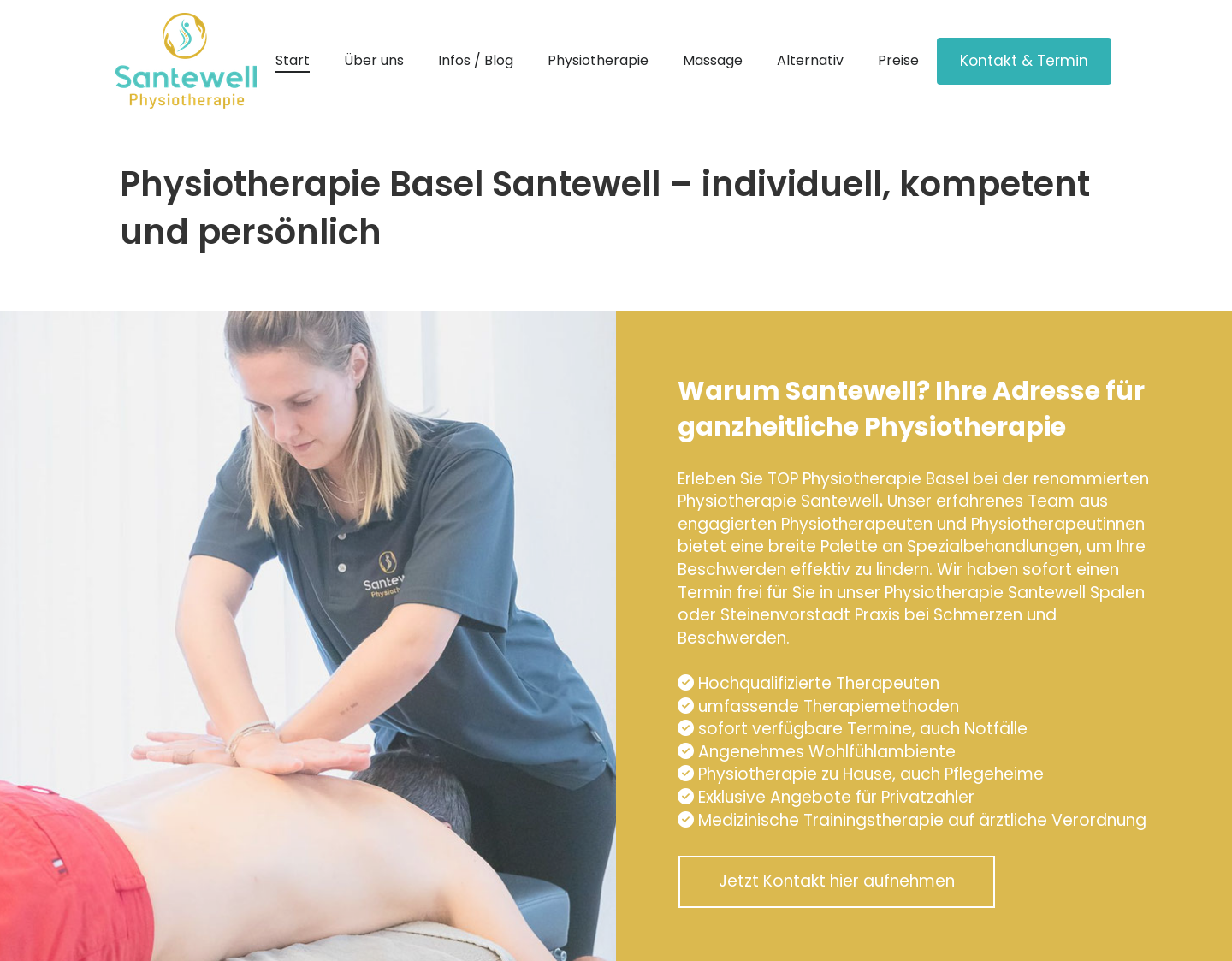 Aktuelle Website-Vorschau von Physiotherapie Santewell
