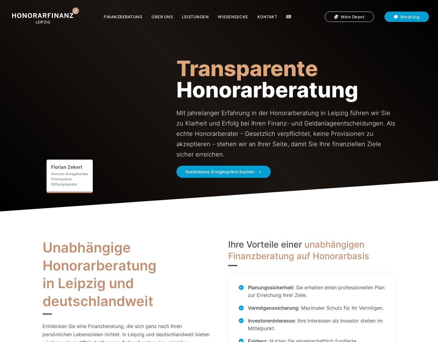Aktuelle Website-Vorschau von Honorarfinanz AG