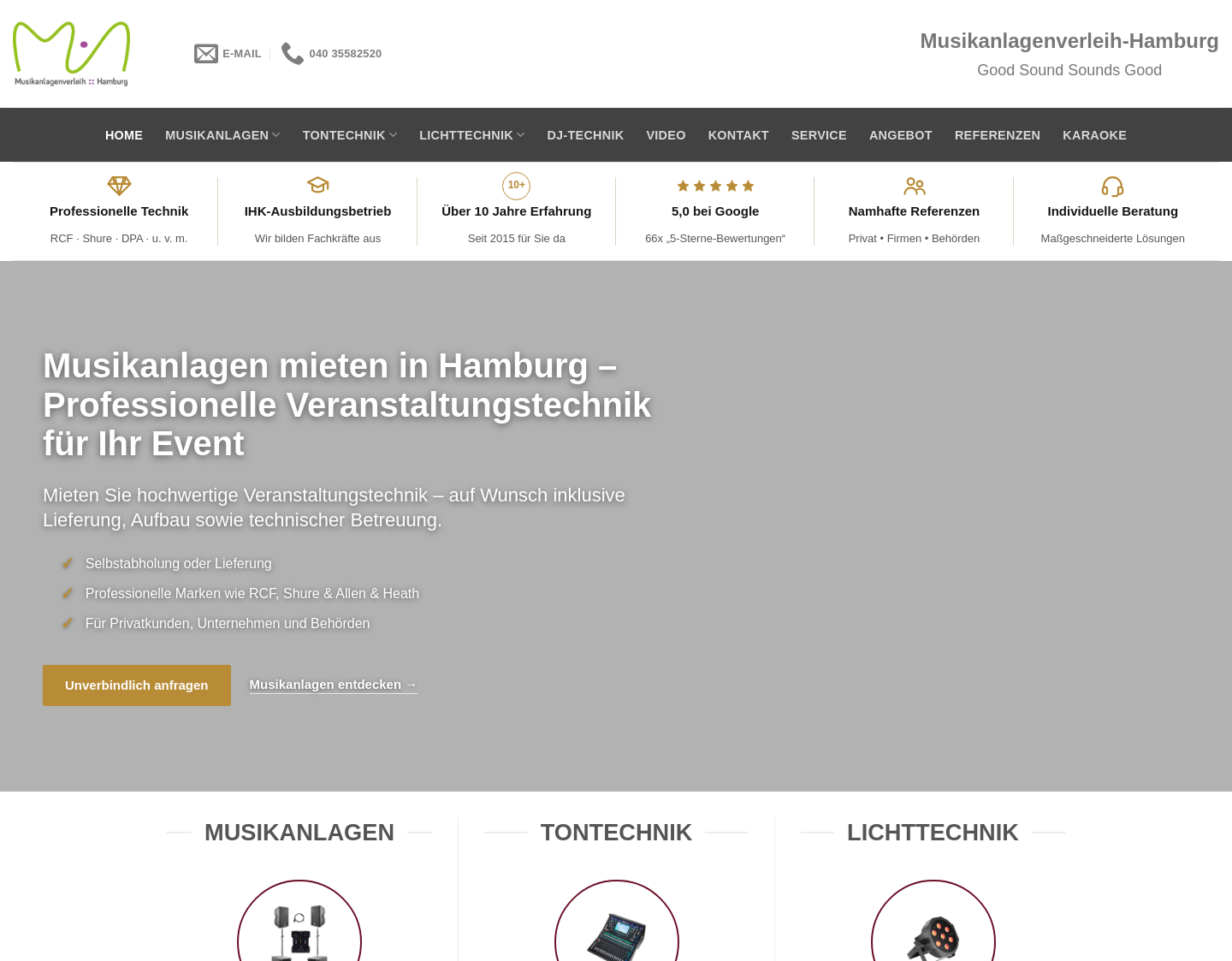Aktuelle Website-Vorschau von Musikanlagenverleih-Hamburg