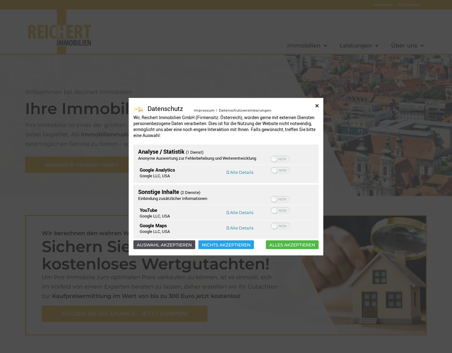 Aktuelle Website-Vorschau von Reichert Immobilien GmbH & Co. KG