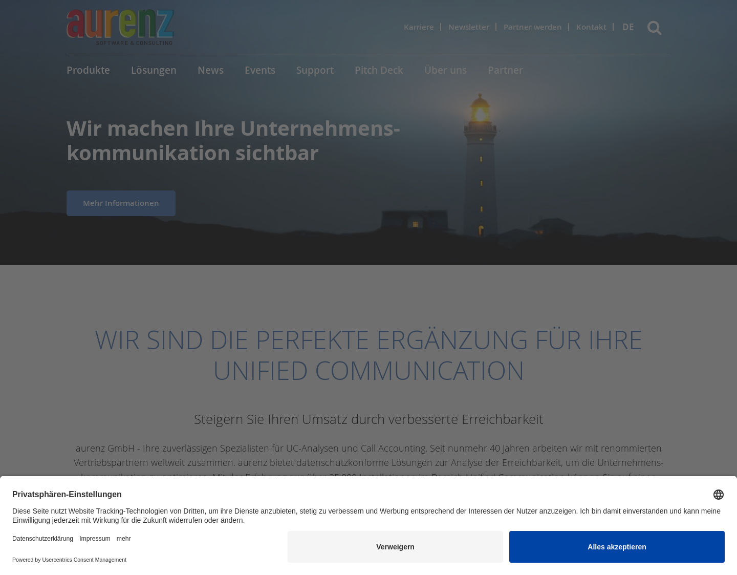 Aktuelle Website-Vorschau von aurenz - Software & Consulting