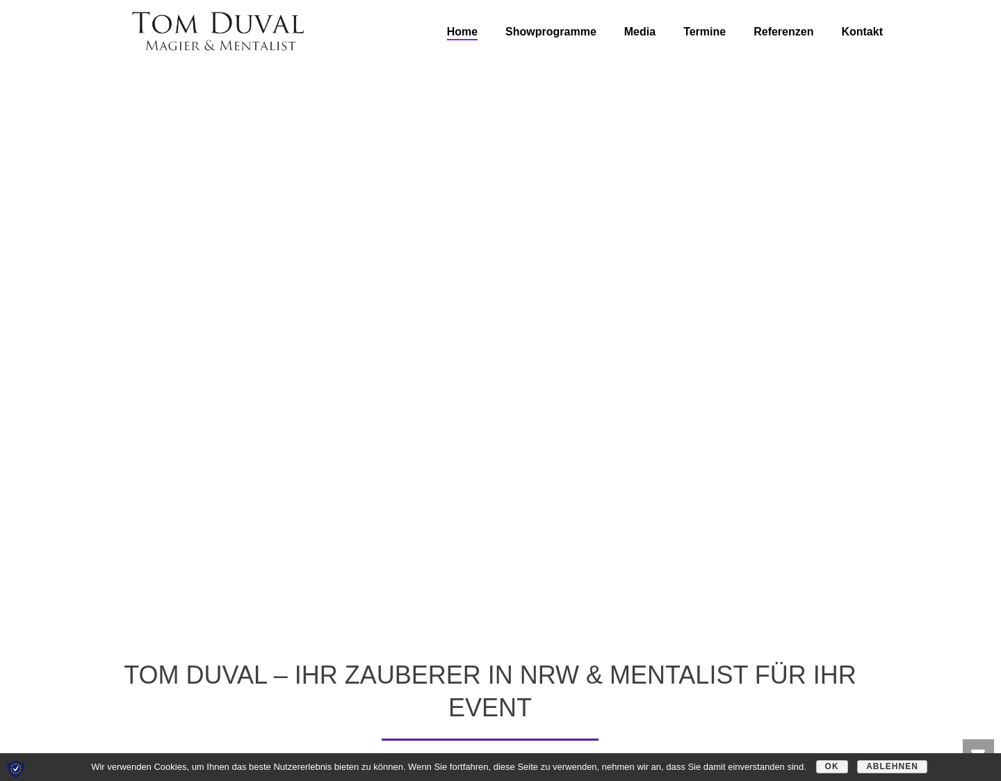 Aktuelle Website-Vorschau von Zauberer NRW Tom Duval Magier & Mentalist